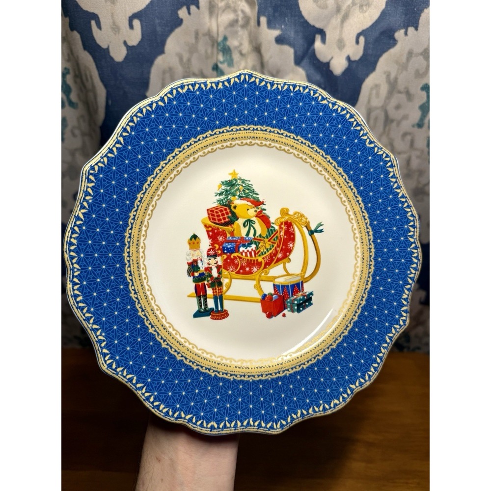 VTG Robert Stanley Home Collection Blue 2PC Christmas Nutcrackers Plates 8.8 in - Picture 4 of 12